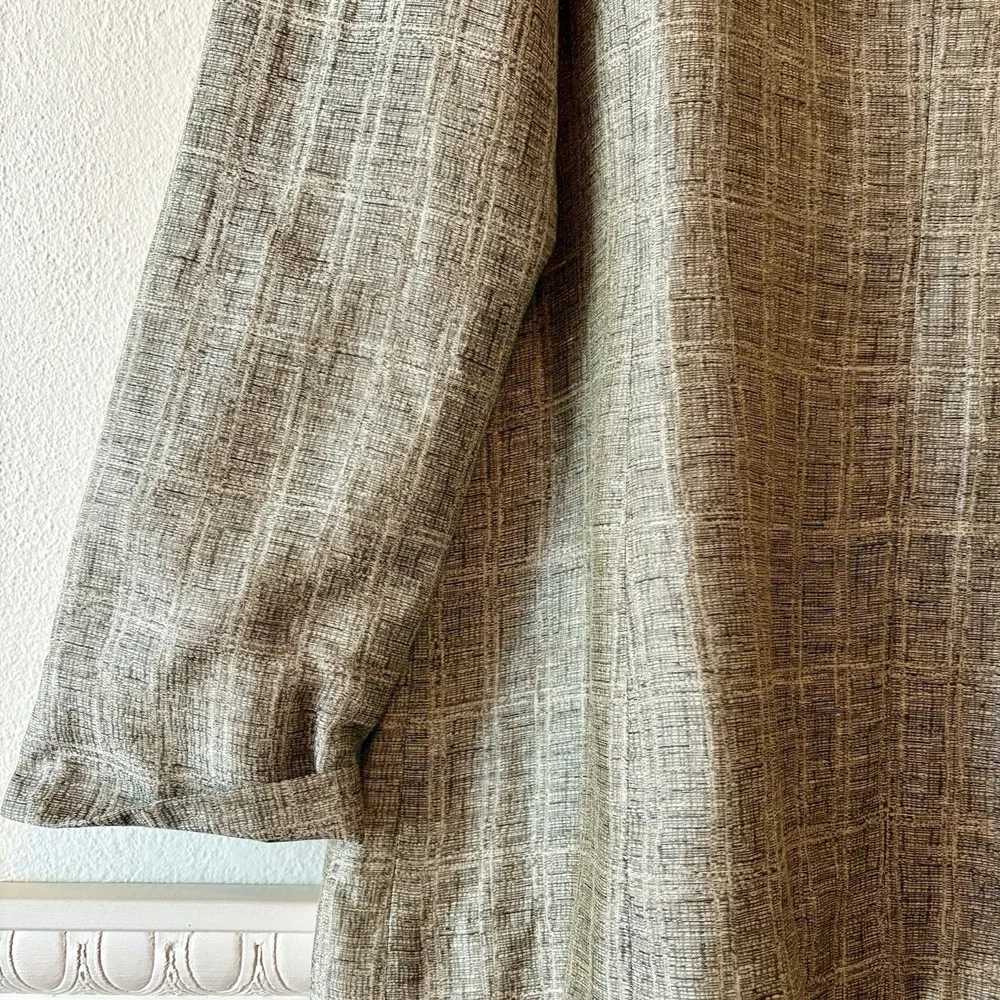 Tamotsu New York Linen Blend Collarless Suit Jacket Blazer Women's L Taupe Sage